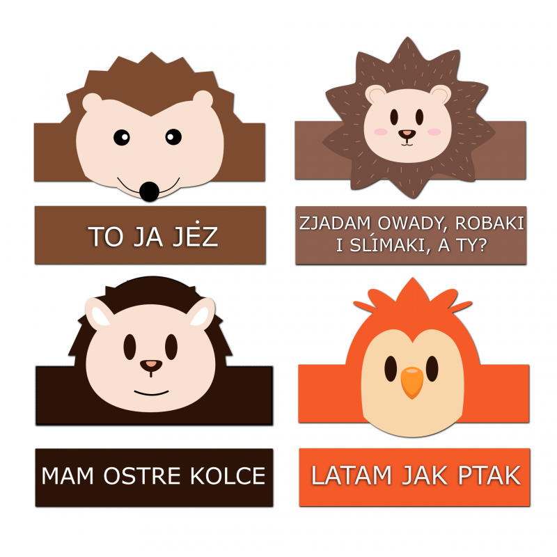 Czapeczki- jeże i ptaki