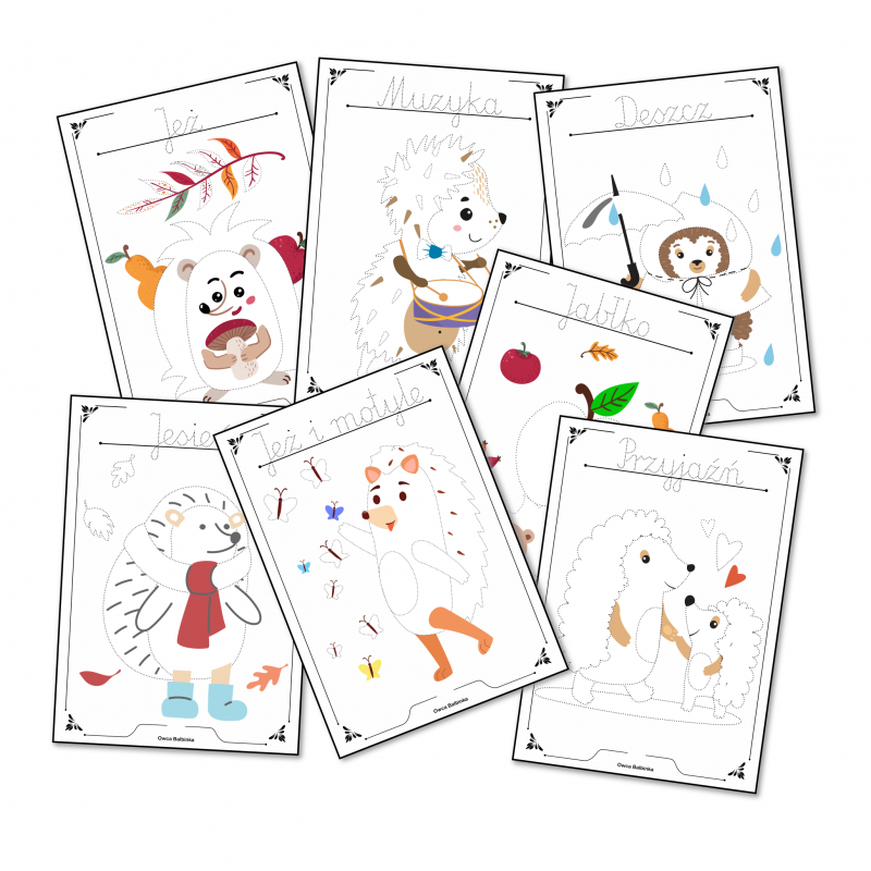 Dzień jeża- rysuj po śladzie