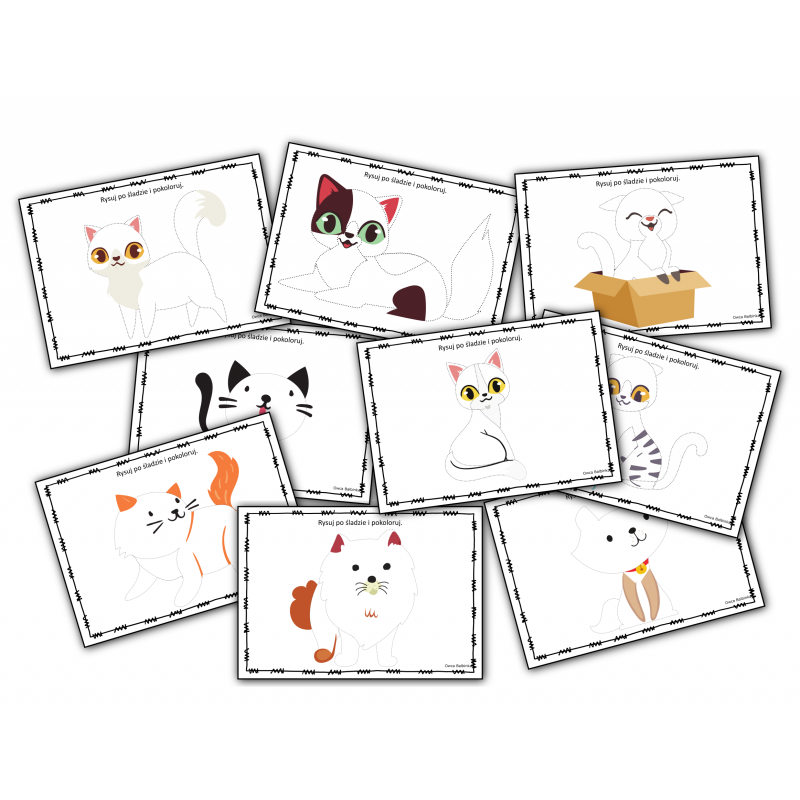 Dzień kota- Rysuj po śladzie