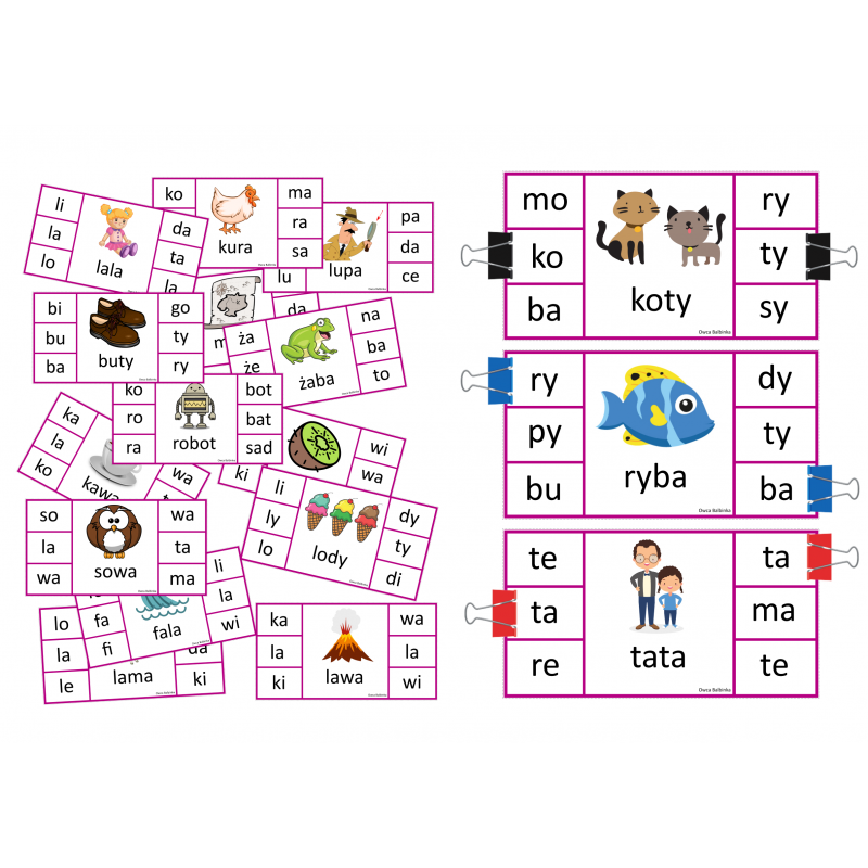 Nauka czytania- Klamerkowe sylaby