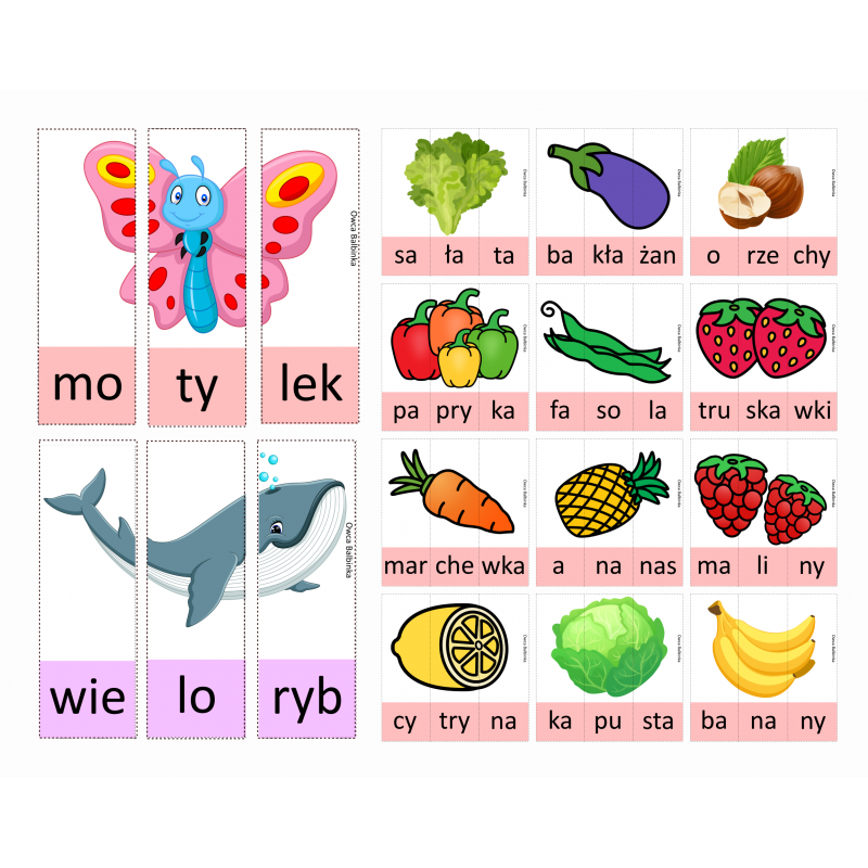 Nauka czytania- Puzzle sylaby