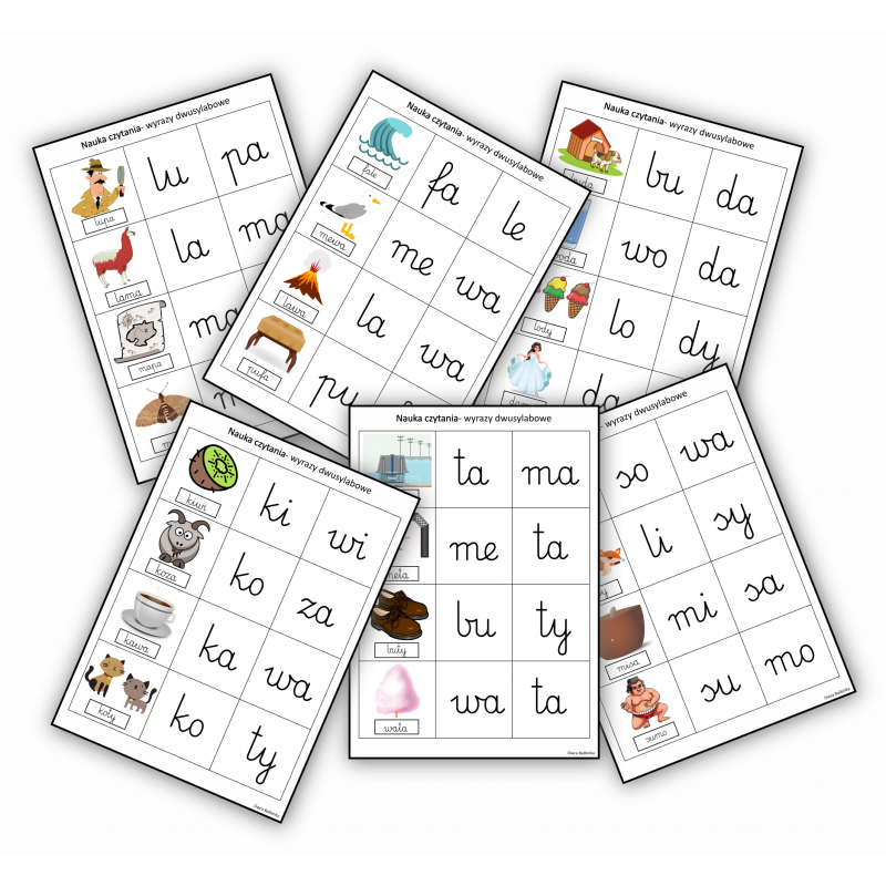 Nauka czytania- Wyrazy dwusylabowe