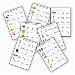 Nauka czytania- Wyrazy trzysylabowe