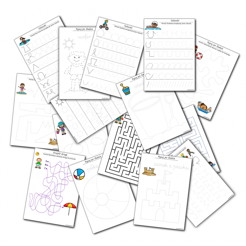 Wakacyjne karty pracy- Szlaczki, labirynty