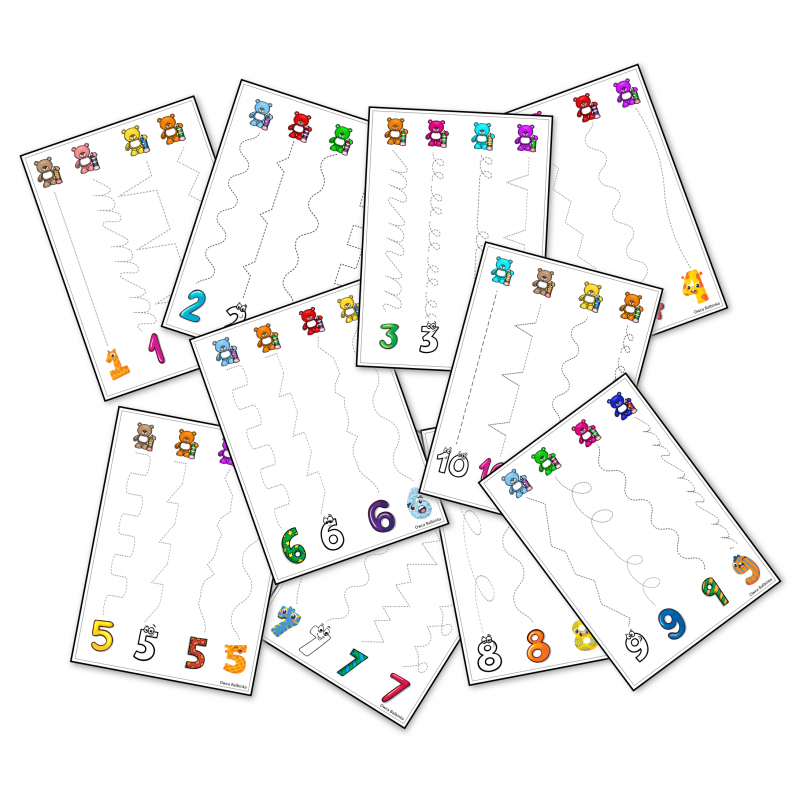 Cyfry- Szlaczki misie