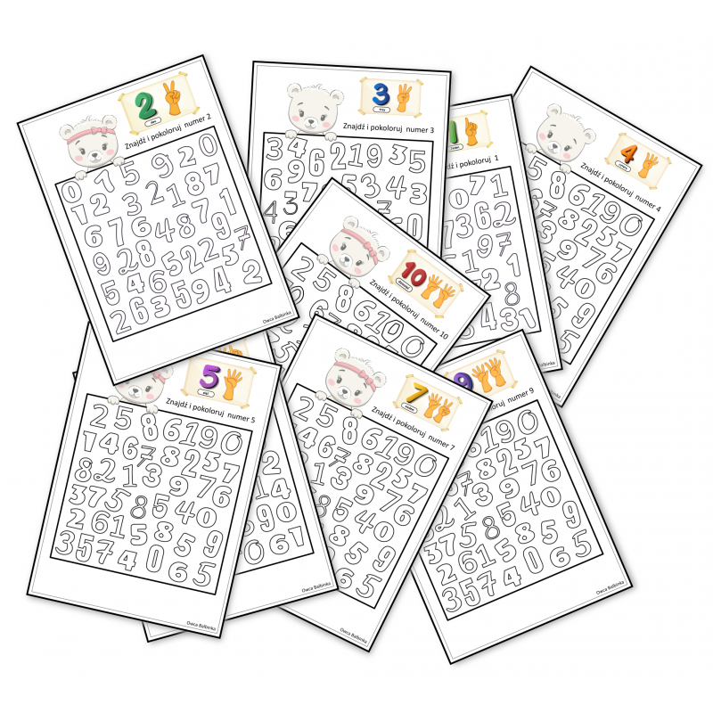 Znajdź cyfrę i pokoloruj