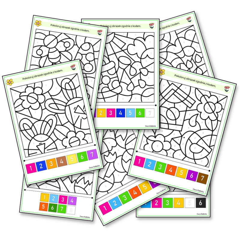 Wiosenne zakodowane kolorowanki