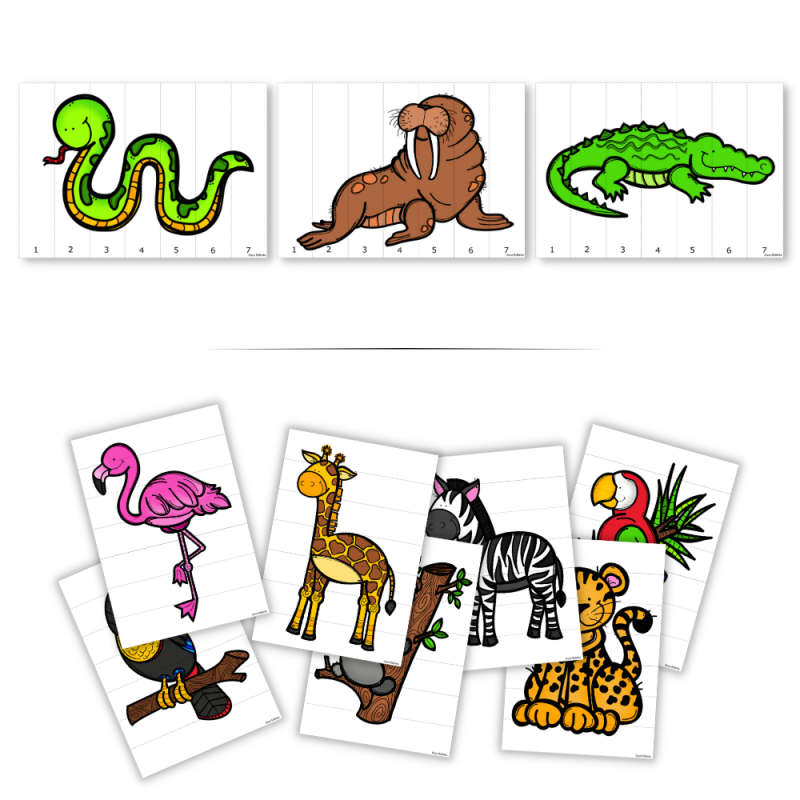 Zwierzęta egzotyczne- puzzle, memo