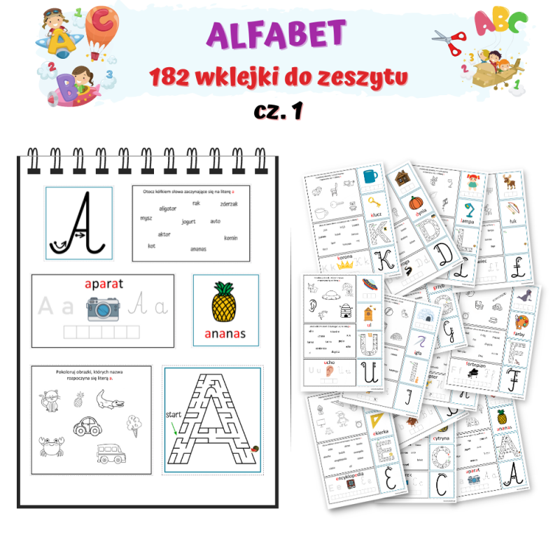 Alfabet- wklejki do zeszytu cz. 1