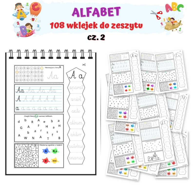 Alfabet- wklejki do zeszytu cz. 2