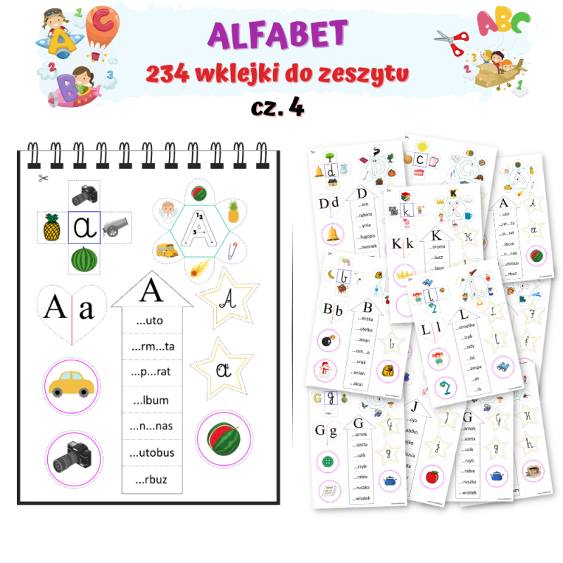 Alfabet- wklejki do zeszytu cz. 4