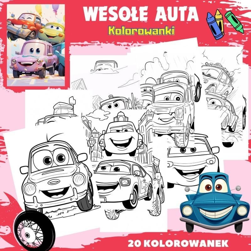 WESOŁE AUTA - Kolorowanki