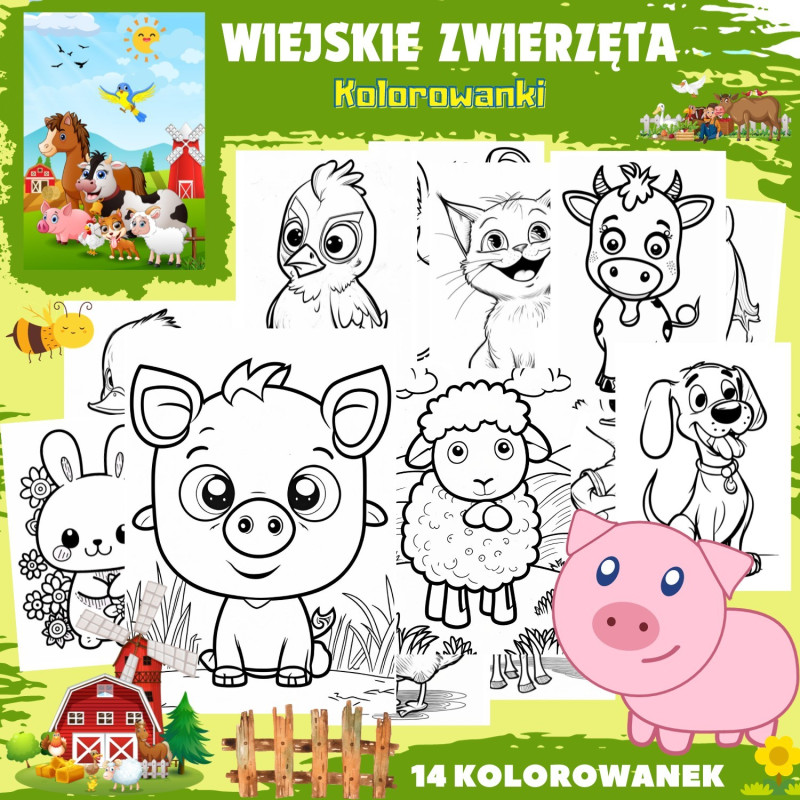 WIEJSKIE ZWIERZĘTA - Kolorowanki