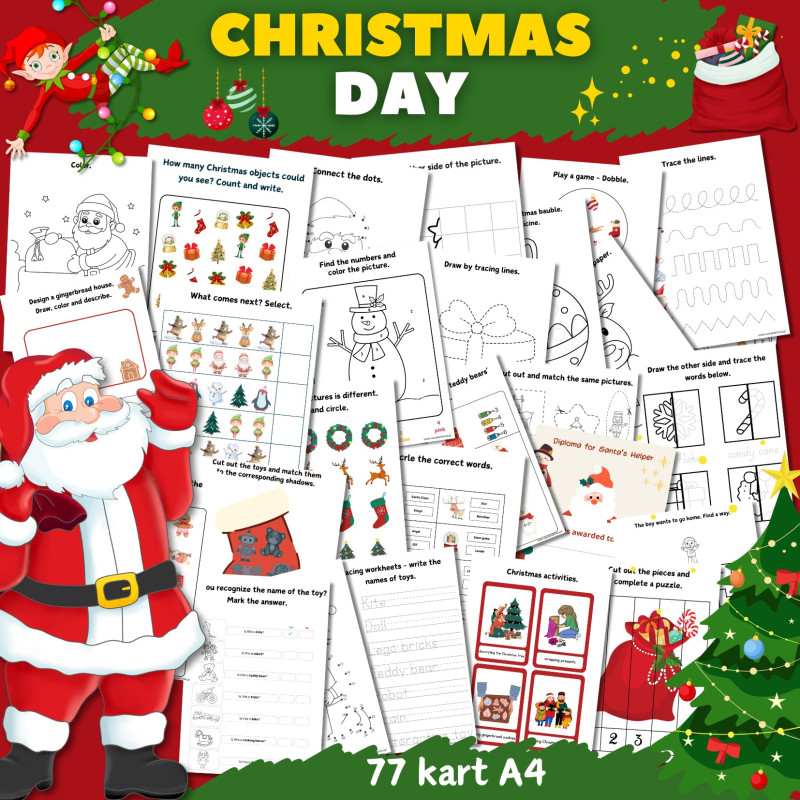 ŚWIATECZNE karty pracy z językiem angielskim